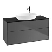 V&B Meuble sous lavabo Finion 120x60,3 cm, plan de découpe bleu, anthracite mat