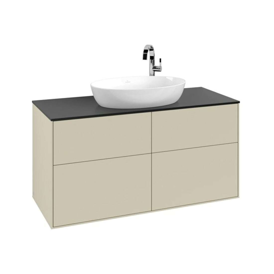 V&B Meuble sous lavabo Finion 120x60,3 cm, plan de découpe bleu, gris métal laqué