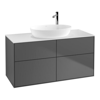 V&B Meuble sous lavabo Finion 120x60,3 cm, plan de drainage blanc, anthracite