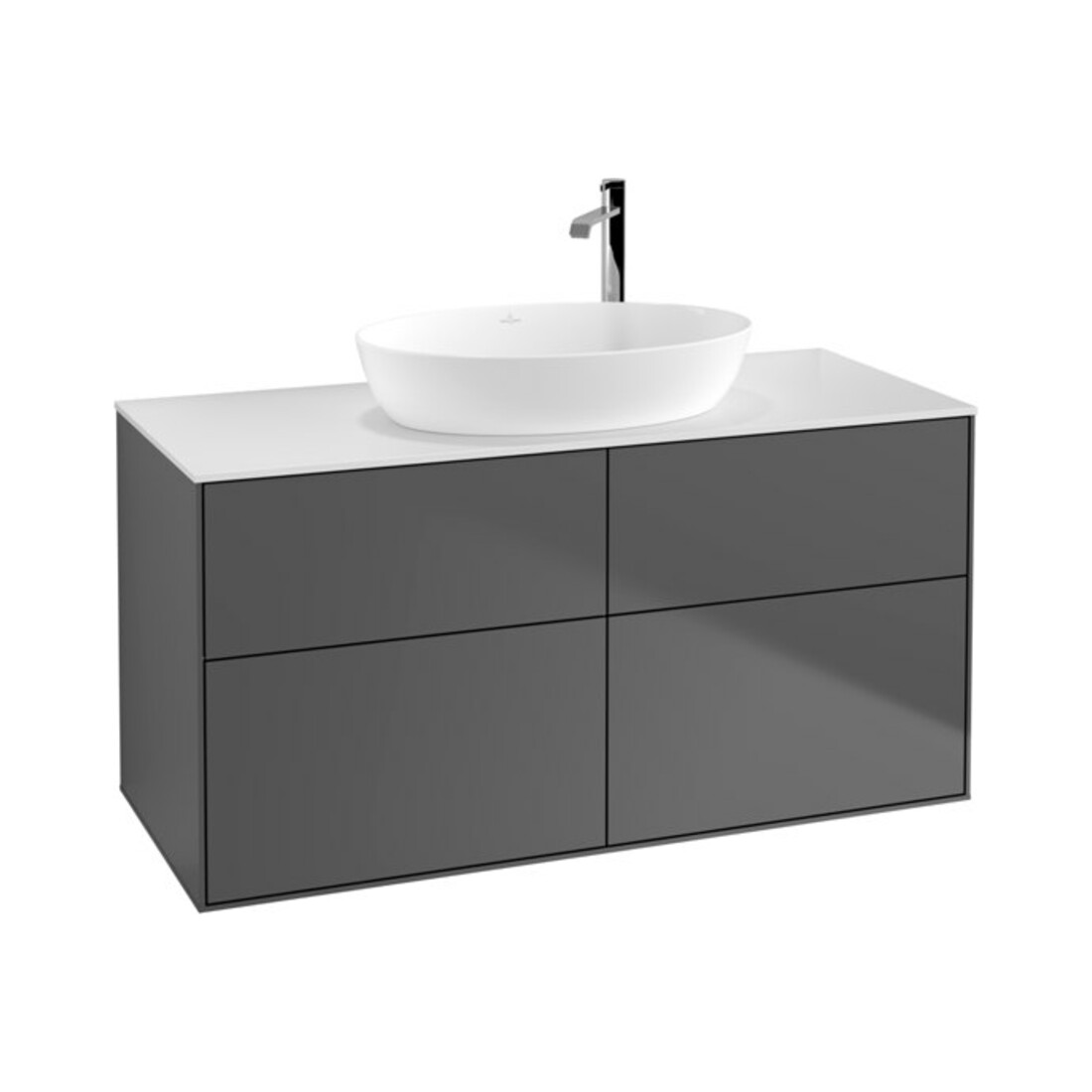 V&B Meuble sous lavabo Finion 120x60,3 cm, plan de drainage blanc, anthracite