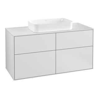 V&B Meuble sous lavabo Finion 120x60,3 cm, plan de drainage blanc mat, blanc mat Lac