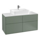 V&B Meuble sous lavabo Finion 120x60,3 cm, plan de drainage blanc, olivier avec laque-1