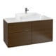 V&B Meuble sous lavabo Finion 120x60,3 cm, plan de drainage blanc, placage noyer-1