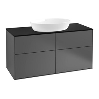 V&B Meuble sous lavabo Finion 120x60,3 cm, plan de drainage bleu, anthracite mat