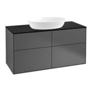 V&B Meuble sous lavabo Finion 120x60,3 cm, plan de drainage bleu, anthracite mat