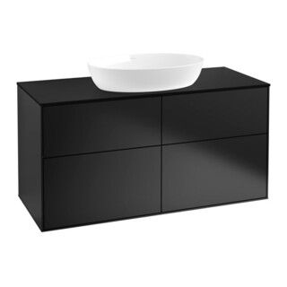 V&B Meuble sous lavabo Finion 120x60,3 cm, plan de drainage bleu mat, bleu mat laqué