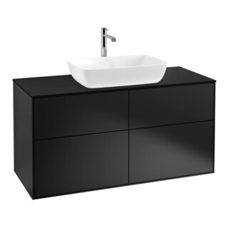 V&B Meuble sous lavabo Finion 120x60,3 cm, plan de drainage bleu mat, bleu mat laqué