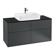 V&B Meuble sous-lavabo Finion 120x60,3 cm, plan de drainage bleu mat, façade bleu mat Lac