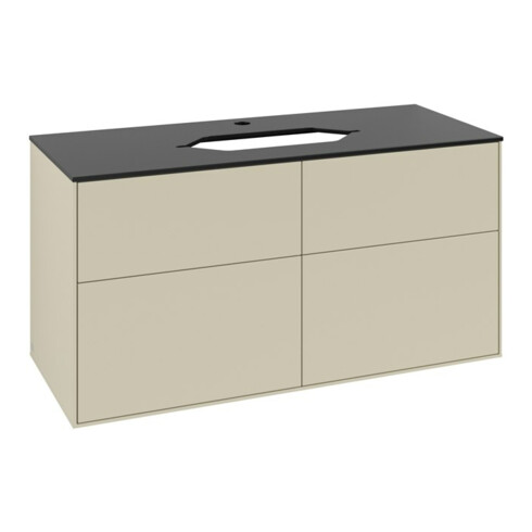 V&B Meuble sous lavabo Finion 120x60,3 cm, plan de drainage bleu mat, gris mat Lac