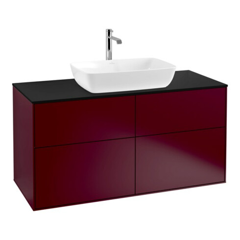 V&B Meuble sous lavabo Finion 120x60,3 cm, plan de drainage bleu mat, Peony Matt
