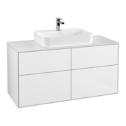 V&B Meuble sous lavabo Finion 120x60,3 cm, plan de toilette blanc, laqué blanc brillant