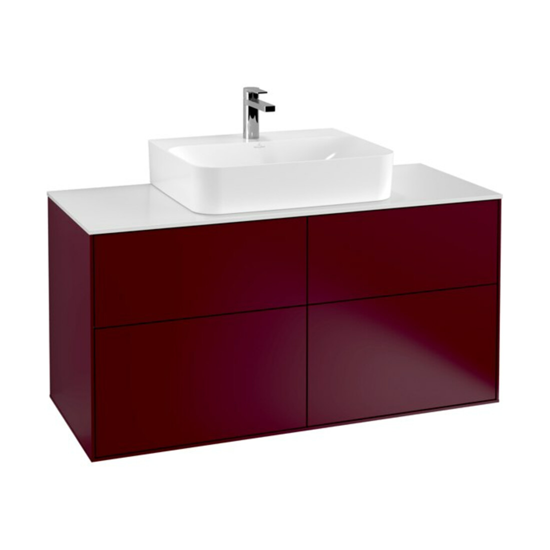 V&B Meuble sous lavabo Finion 120x60,3 cm, plan de toilette blanc, Peony mat