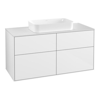 V&B Meuble sous lavabo Finion 120x60,3 cm, plan de travail blanc, laqué blanc brillant