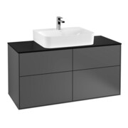 V&B Meuble sous lavabo Finion 120x60,3 cm, plan de travail bleu mat, anthracite mat