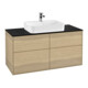 V&B Meuble sous lavabo Finion 120x60,3 cm, plan de travail bleu, placage chêne-1