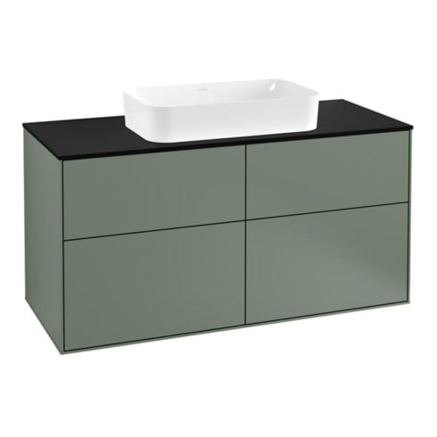 V&B Meuble sous lavabo Finion 120x60,3 cm, plaq. abd. bleu, huilé avec laque