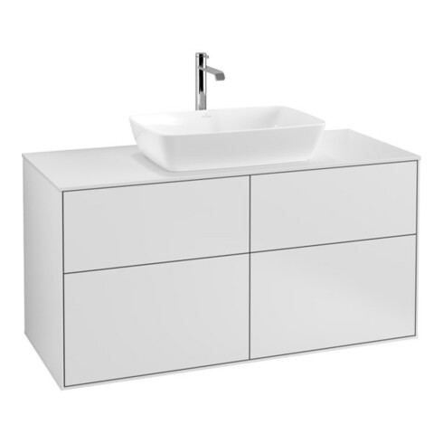 V&B Meuble sous lavabo Finion 120x60,3 cm, plaque de fermeture blanc mat, blanc mat Lac
