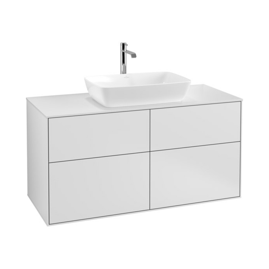 V&B Meuble sous lavabo Finion 120x60,3 cm, plaque de fermeture blanc mat, blanc mat Lac