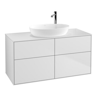 V&B Meuble sous lavabo Finion 120x60,3 cm, plaque de fermeture blanc mat, blanc mat laqué