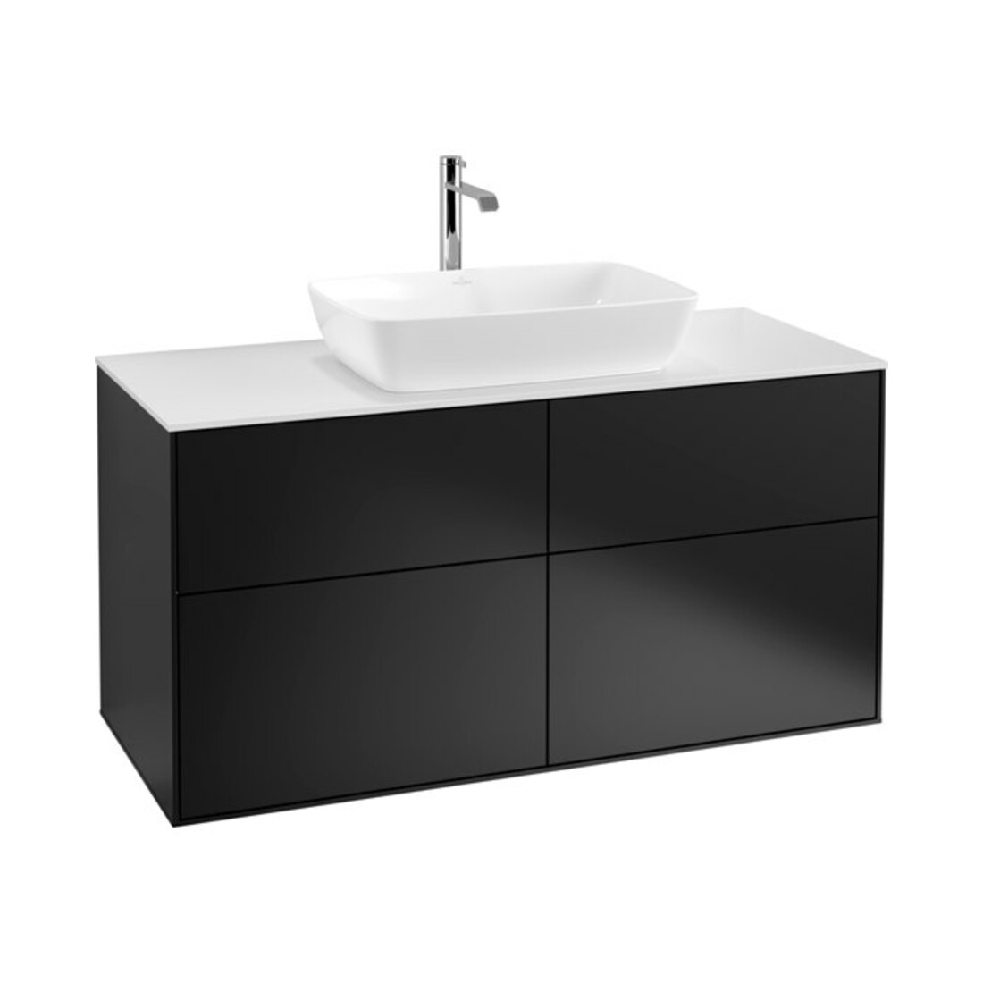 V&B Meuble sous lavabo Finion 120x60,3 cm, plaque de fermeture blanc mat, bleu mat Lac