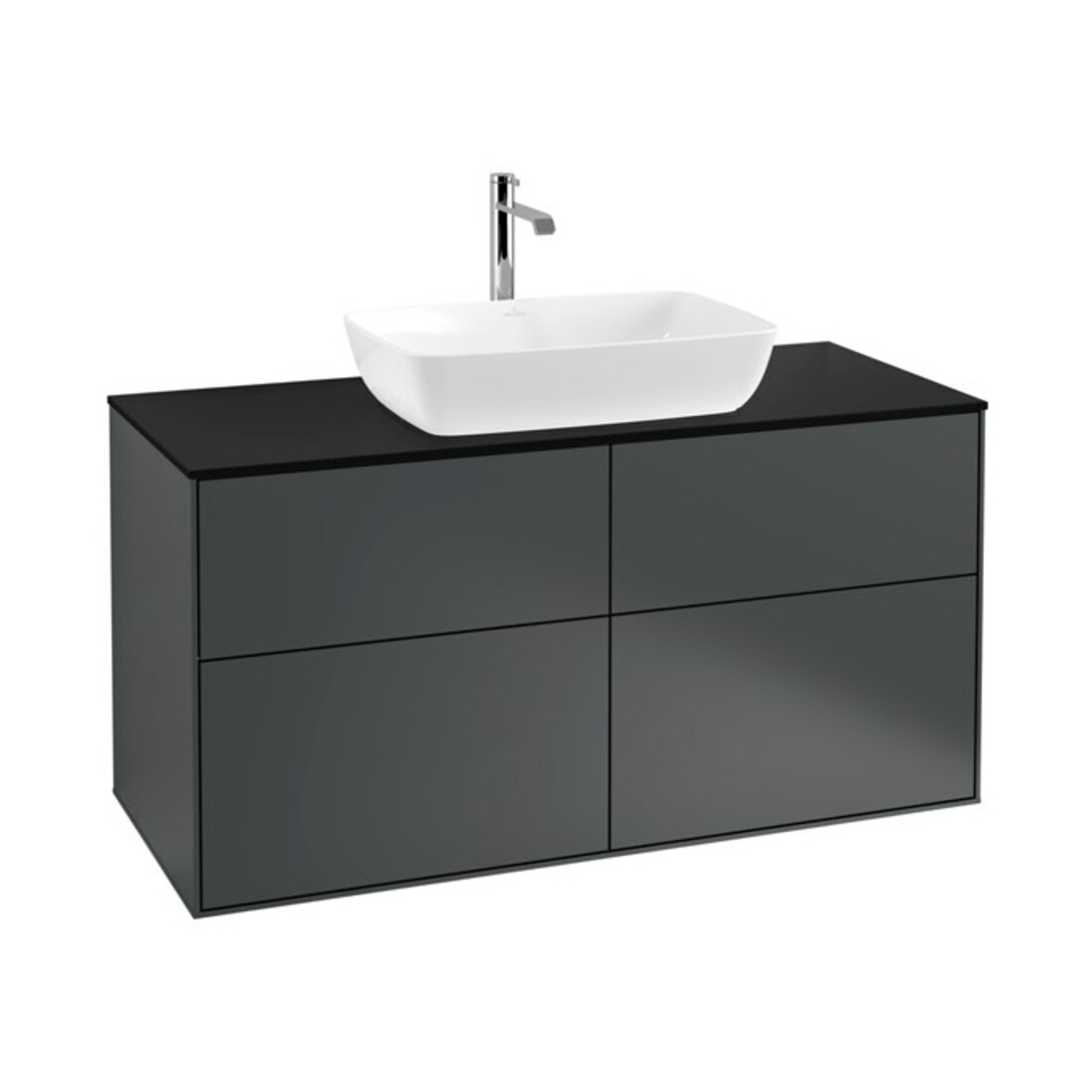 V&B Meuble sous lavabo Finion 120x60,3 cm, plaque de fermeture bleue, moyenne bleue avec laque