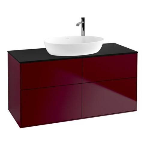 V&B Meuble sous lavabo Finion 120x60,3 cm, plaque de fermeture bleue, Peony mat