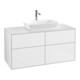 V&B Meuble sous lavabo Finion 120x60,3 cm, plaque de fixation blanc, laque blanc brillant-1