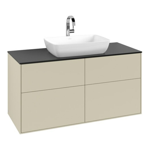 V&B Meuble sous lavabo Finion 120x60,3 cm, plaque de recouvrement bleue, poignée grise mate