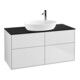 V&B Meuble sous lavabo Finion 120x60,3 cm, plaque d'habillage bleue, blanc mat Lac-1