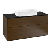 V&B Meuble sous lavabo Finion 120x60,3cm, placage noyer, éclairage mural bleu