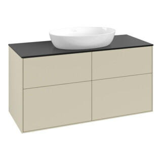 V&B Meuble sous lavabo Finion 120x60,3cm, plaque d’abattant bleu mat, poignée gris mat Lac