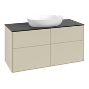 V&B Meuble sous lavabo Finion 120x60,3cm, plaque d’abattant bleu mat, poignée gris mat Lac