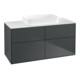V&B Meuble sous lavabo Finion 120x60,3x50,1 cm, blanc brillant avec façade bleu mat Lac-1