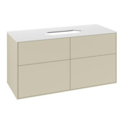 V&B Meuble sous lavabo Finion 120x60,3x50,1 cm, blanc brillant, poignée argent mat