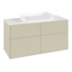 V&B Meuble sous lavabo Finion 120x60,3x50,1 cm, blanc brillant, poignée argent mat
