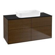 V&B Meuble sous lavabo Finion 120x60,3x50,1 cm, bleu brillant, placage noyer
