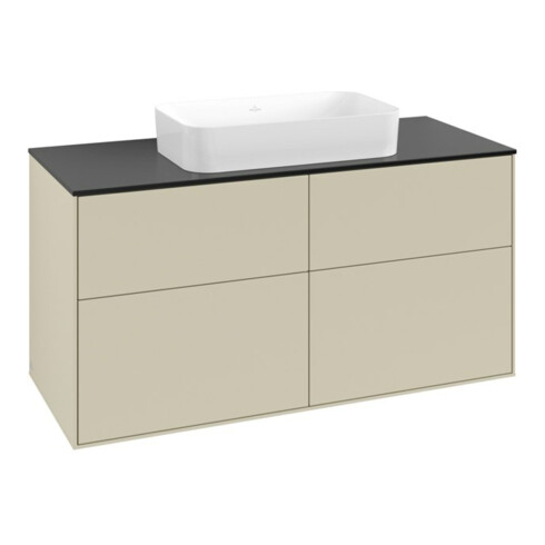 V&B Meuble sous lavabo Finion 120x60,3x50,1 cm, bleu brillant, poignée grise mat Lac