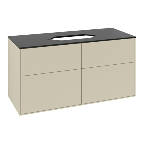 V&B Meuble sous lavabo Finion 120x60,3x50,1 cm, bleu brillant, poignée grise mat Lac