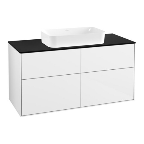 V&B Meuble sous lavabo Finion 120x60,3x50,1 cm, bleu mat, blanc brillant Lac