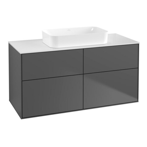 V&B Meuble sous lavabo Finion 120x60,3x50,1cm, blanc brillant, anthracite mat