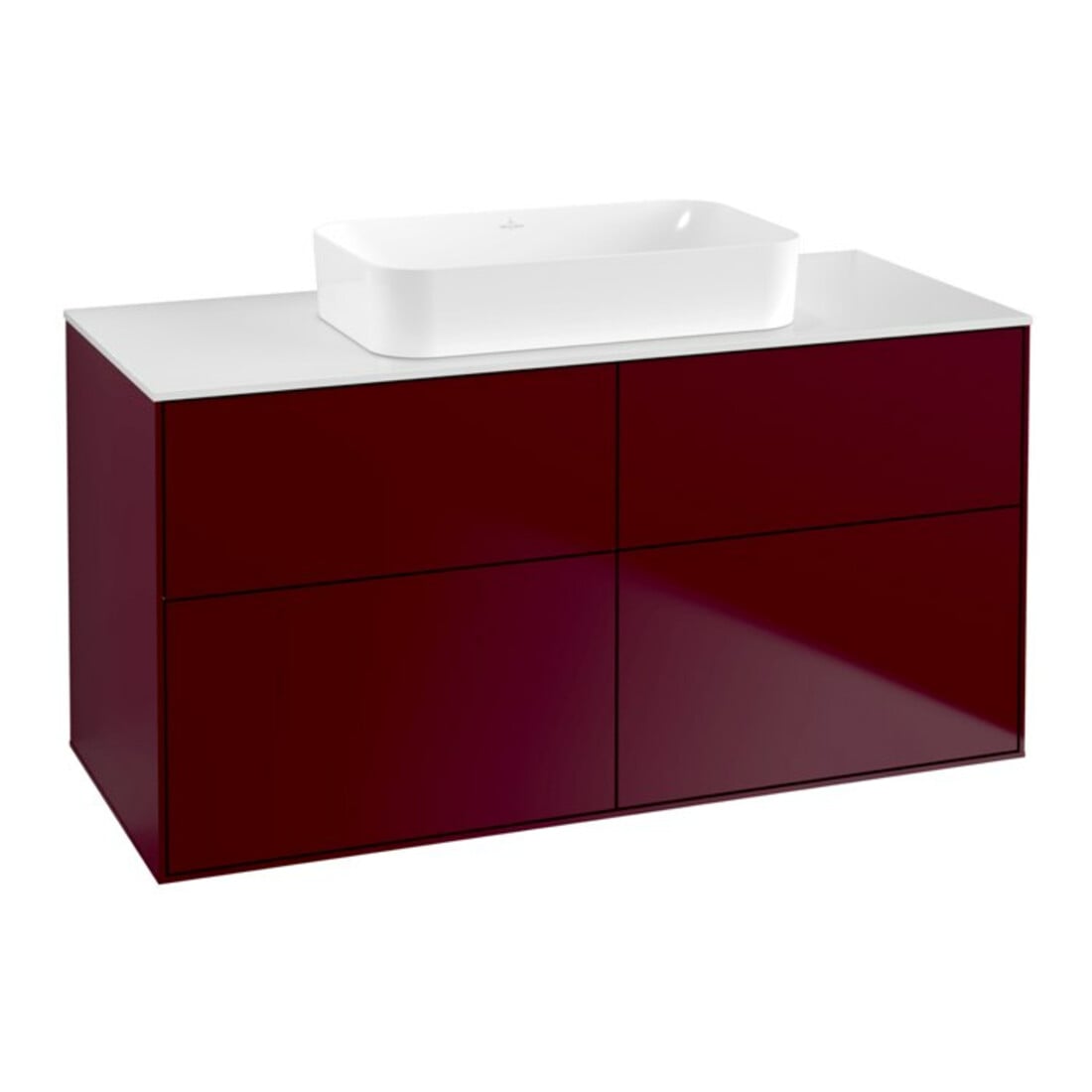 V&B Meuble sous lavabo Finion 120x60,3x50,1cm, blanc brillant, Peony mat