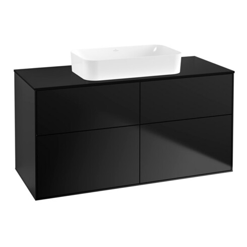 V&B Meuble sous-lavabo Finion 120x60,3x50,1cm, bleu brillant, bleu brillant laqué