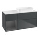 V&B Meuble sous-lavabo Finion 120x60 cm, Anthracite mat, avec éclairage mural, avec miroir lacqué bleu-1