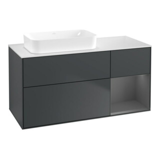 V&B Meuble sous lavabo Finion 120x60 cm, Anthracite mat, avec façade bleue laquée