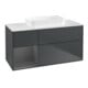 V&B Meuble sous lavabo Finion 120x60 cm, Anthracite mat, avec façade bleue laquée-1