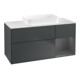 V&B Meuble sous lavabo Finion 120x60 cm, anthracite mat, avec façade bleue laquée-1