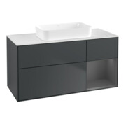 V&B Meuble sous-lavabo Finion 120x60 cm, Anthracite mat, bleu mat, avec éclairage mural