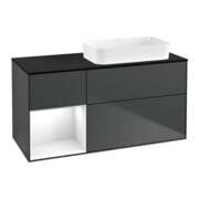 V&B Meuble sous lavabo Finion 120x60 cm, blanc brillant, bleu mat avec laqué