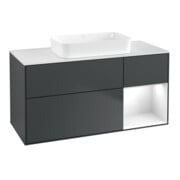 V&B Meuble sous-lavabo Finion 120x60 cm, blanc brillant, bleu moyen brillant