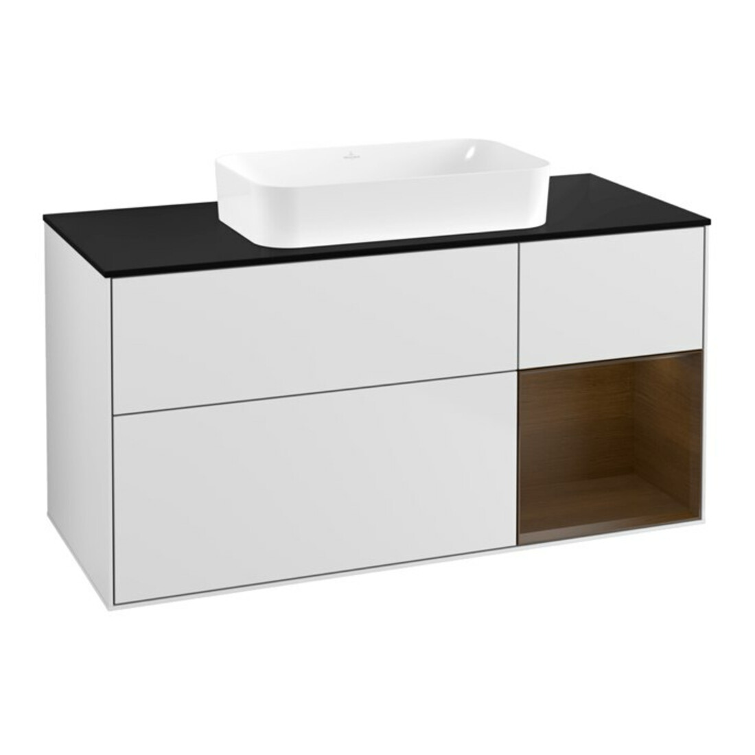 V&B Meuble sous lavabo Finion 120x60 cm, chêne naturel, blanc mat laqué